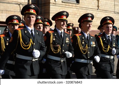 MOSCOW, RUSSIA - SEPTEMBER 6, 2014:The Students Of The Moscow Cadet Corps Of The Police. Cadet Corps - Initial Military Training School With The Full Board To Prepare Youth For A Military Career. 