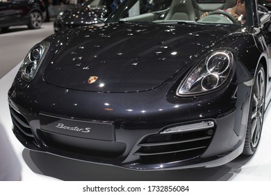 Moscow / Russia - September 8, 2012: Moscow International Automobile Salon. Black Porsche Car