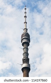 MOSCOW, RUSSIA - SEPTEMBER,22: Ostankino Television Tower In Moscow, Russia.The Tower Standing 540.1 Metres Tall, Ostankino Was Designed By Nikolai Nikitin. In Moscow, Russia On September 22, 2012