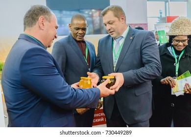 Moscow, Russia, VDNH- OCTOBER 4-7, 2017: Russian Agro-industrial Exhibition Golden Autumn. Representative Ryazan Region- Delegation Of South Africa, Ace Magashule (Premier Free State Province)