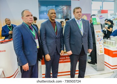 Moscow, Russia, VDNH- OCTOBER 4-7, 2017: Russian Agro-industrial Exhibition Golden Autumn. Representative Ryazan Region- Delegation Of South Africa, Ace Magashule (Premier Free State Province)