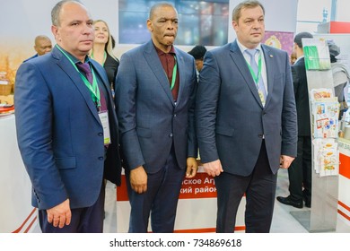 Moscow, Russia, VDNH- OCTOBER 4-7, 2017: Russian Agro-industrial Exhibition Golden Autumn. Representative Ryazan Region- Delegation Of South Africa, Ace Magashule (Premier Free State Province)