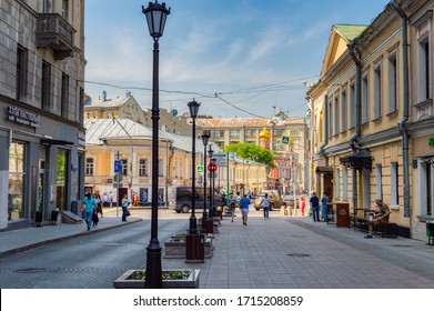 Moscow, Russia-May 2018. Zabelin street. View of the Church of All Saints on Kulishki