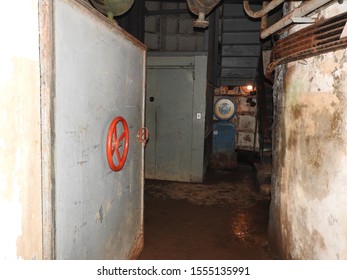 Moscow, Russia-October 30, 2019: Atmosphere In The Tunnels Of Bunker 703, An Anti-nuclear Underground Facility Built As A Document Repository And Military Command Post Of The Soviet Union.