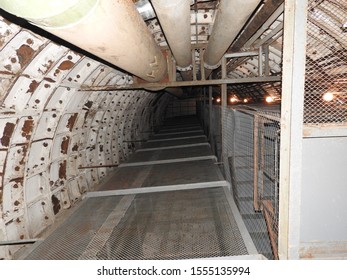 Moscow, Russia-October 30, 2019: Atmosphere In The Tunnels Of Bunker 703, An Anti-nuclear Underground Facility Built As A Document Repository And Military Command Post Of The Soviet Union.