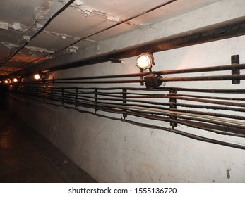 Moscow, Russia-October 30, 2019: Atmosphere In The Tunnels Of Bunker 703, An Anti-nuclear Underground Facility Built As A Document Repository And Military Command Post Of The Soviet Union.