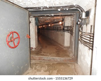 Moscow, Russia-October 30, 2019: Atmosphere In The Tunnels Of Bunker 703, An Anti-nuclear Underground Facility Built As A Document Repository And Military Command Post Of The Soviet Union.