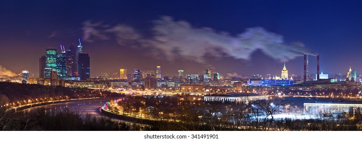 Moscow Skyline At Night