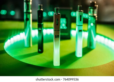 MOSCOW-6 DECEMBER,2016:Vape Expo Event.Exposition Of Modern Electronic Cigarettes,vape Juice Liquid And Vaping Devices