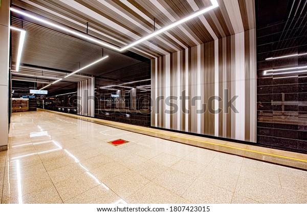 MOSCOW/RUSSIA- July 21 2020 new high-tech\
underground station in the Moscow\
Metro