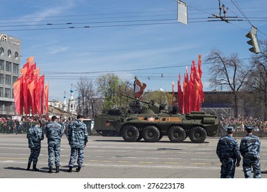 MOSCOW/RUSSIA - MAY 7: Bumerang Amphibious Armored Personnel Carrier (APC) Based On Armata Next Generation Heavy Military Vehicle Combat Platform On Parade Rehearsal On May 7, 2015 In Moscow.