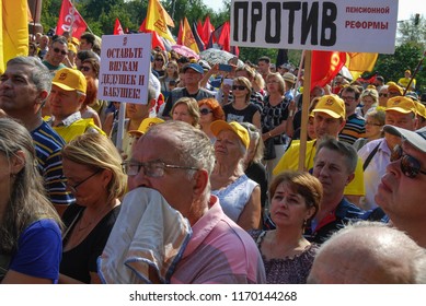 Moscow/Russia - Sept 02 2018: Protest Rally In Moscow:  Against Pension Reform