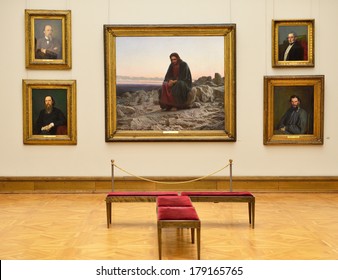 MOSCOW,RUSSIA-FEBRUARY 28,2014:State Tretyakov Gallery Is Art Gallery In Moscow,Russia,foremost Depository Of Russian Fine Art In World.Gallery's History Starts In 1856.Collection - 130,000 Exhibits