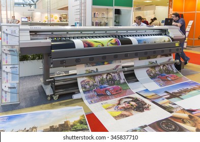 MOSCOW-SEPTEMBER 24, 2015: Wide Format Printer at the International Trade Fair Reklama 2015 advertising expo in Moscow.