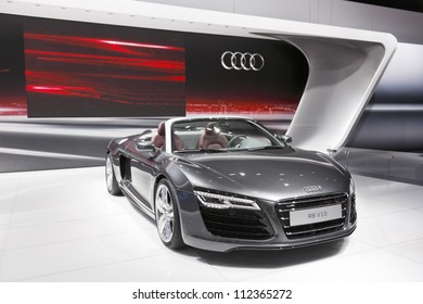 MOSCOW-SEPTEMBER 3:World premiere of the AUDI R8 Spyder at the Moscow International Motor Show on September 3,2012 in Moscow