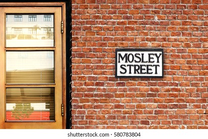 Mosley Street Sign. One Of The Most Famous Streets In Manchester, England.