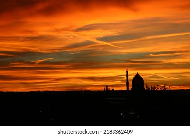 Mosque In Dresden, Germany At Sunset