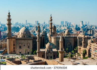 Mosque Madrassa of Sultan Hassan photo, panoramic view from fortress in Cairo - Egypt
