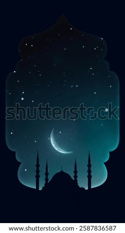 Mosque sunset islamic frame, vertical image, social media story, Ramadan or islamic concept wallpaper