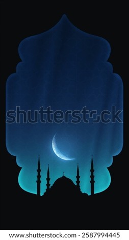 Mosque sunset islamic frame, vertical image, social media story, Ramadan or islamic concept wallpaper