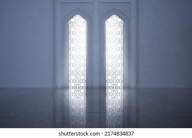 Mosque window with bright light background