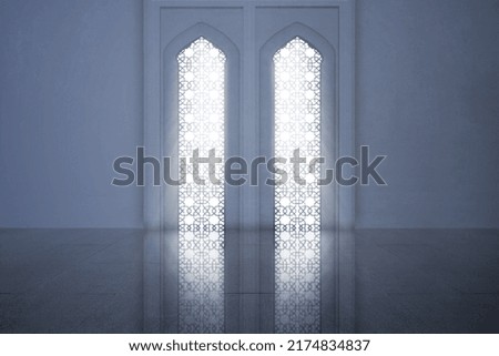 Mosque window with bright light background