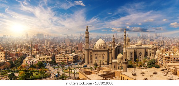 The Mosque-Madrasa of Sultan Hassan at sunset, Cairo Citadel, Egypt