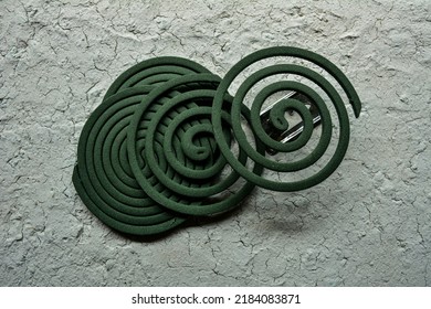 Mosquito Coil Burning To Prevent Bugs From Bothering Campers.Smoking Aromatic Spiral Fighting Mosquitoes And Midges