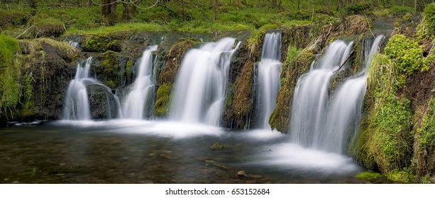 Moss Covered Waterfall In The Heart Of Lathkill Dale.