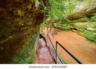 Mossy Forest Pathway at Old Mans Cave Ohio Eye-Level Perspective - Powered by Shutterstock