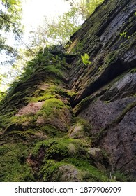 Mossy Rock Wall Beside A River