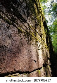 Mossy Rock Wall Beside A River