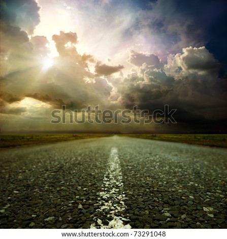 Most asphalt road. Shallow depth of field