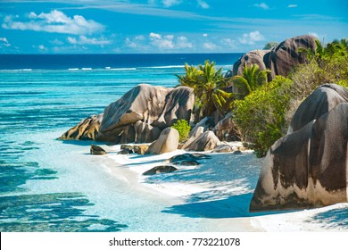 The most beautiful beach of Seychelles - Anse Source D'Argent - Shutterstock ID 773221078