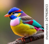 A most beautiful colorful bird whit a yellow and blue and green wings white background 