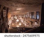 The most beautiful and also the largest hall in the accessible part of the Wieliczka salt mine is the chapel of St. Kingy, which is located at a depth of 101m underground.