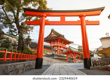 The most beautiful viewpoint of Fushimi Inari Taisha(Fushimi Inari Shrine) is a popular tourist destination in Kyoto, Japan.(The Japanese text mean :bless you)