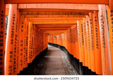 The most beautiful viewpoint of Fushimi Inari Taisha(Fushimi Inari Shrine) is a popular tourist destination in Kyoto, Japan.(The Japanese text mean :bless you) - Powered by Shutterstock