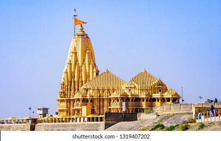 Most famous Indian God Temple named Somnath Mahadev Temple at Somnath, Gujarat, India. Temple of lord Shiva.