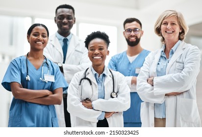 The most important person in a healthcare team is the patient. Portrait of a group of medical practitioners standing together in a hospital. - Powered by Shutterstock