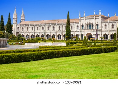 Mosteiro dos Jeronimos (Hieronymites Monastery), located in the Belem district of Lisbon, Portugal. Typical example of the Manueline style (Portuguese late-Gothic). UNESCO World Heritage Site