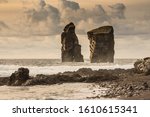 Mosteiros, Azores/Portugal - The two solitary rocks from Mosteiros offer a scenic view at sunset
