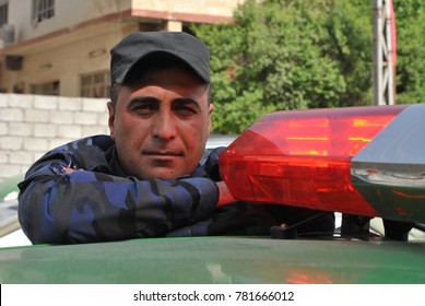 Mosul, Iraq - 4/23/2017: Member Of Iraq Police In Mosul. 