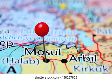 Mosul Pinned On A Map Of Iraq
