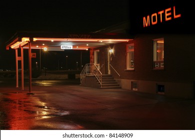 Motel Entrance At Night