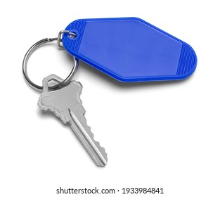 Motel Key With Blue Palstic Tag Cut Out.