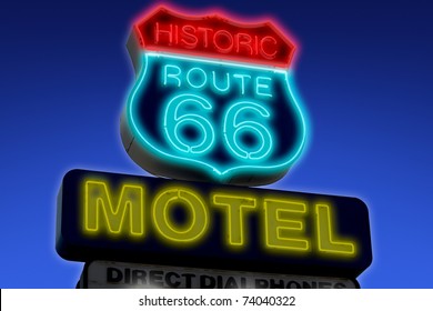 Motel Sign On Route 66 USA