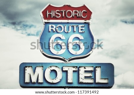 Motel sign on Route 66 USA