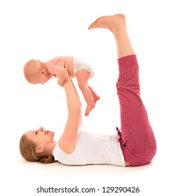 A mother and baby gymnastics, yoga exercises