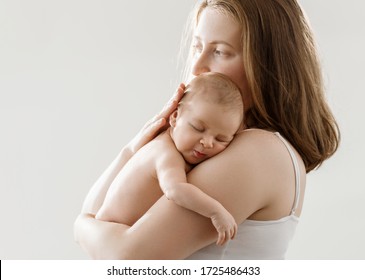 Mother With Baby Newborn Family Studio Clean Healthy Skin Care Love